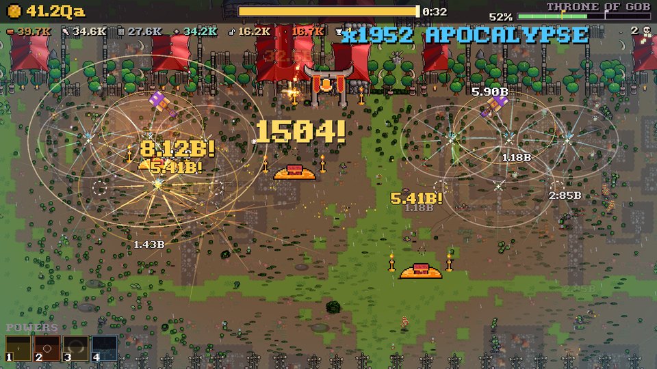 Goblin Smasher screenshot: Throne of Gob, late-game horde
